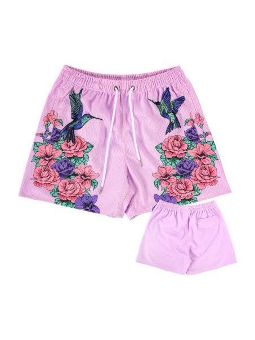 Youngla Hummingbird Floral Mesh Shorts X-Large Pink